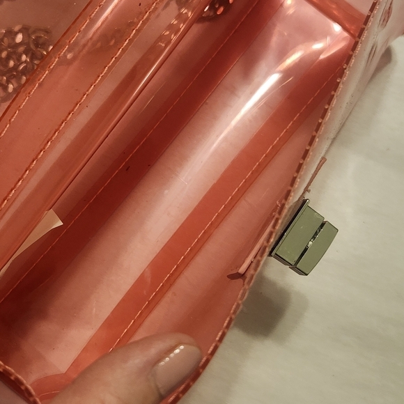 Barbiecore Pink Acrylic Purse Baguette Minibag Metal Chain Handle - Picture 8 of 8